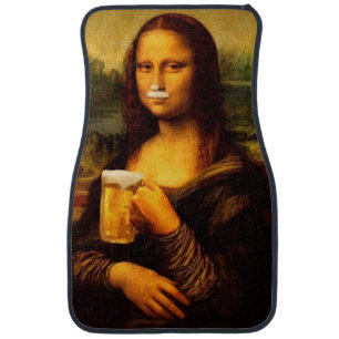 Mona Lisa drinking beer Beer lover Car Floor Mat
