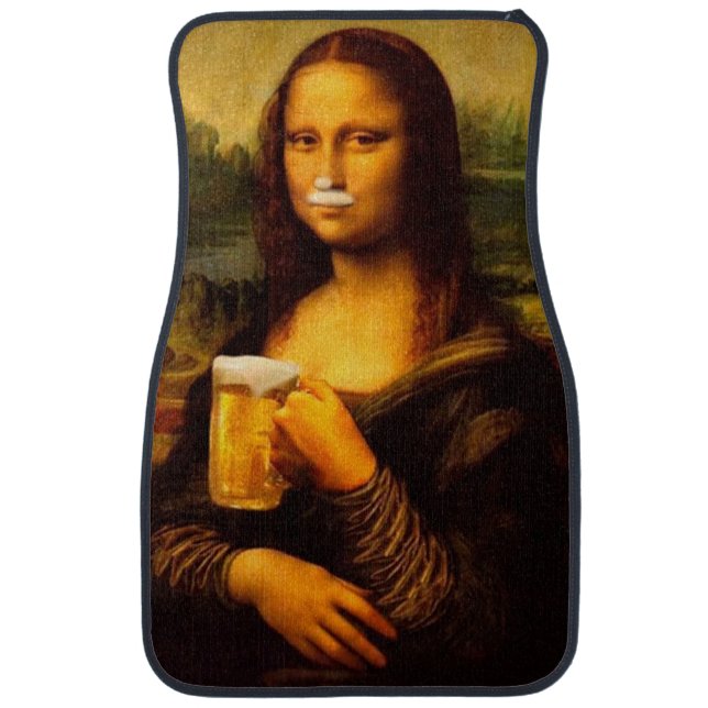 Mona Lisa drinking beer Beer lover Car Floor Mat (Front)