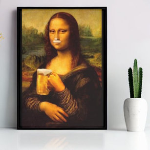 Mona Lisa drinking beer Beer lover Poster