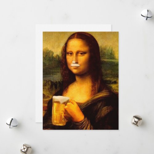 Mona Lisa drinking beer Beer lovers  Holiday Card