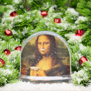 Mona Lisa drinking beer Beer lovers  Snow Globe