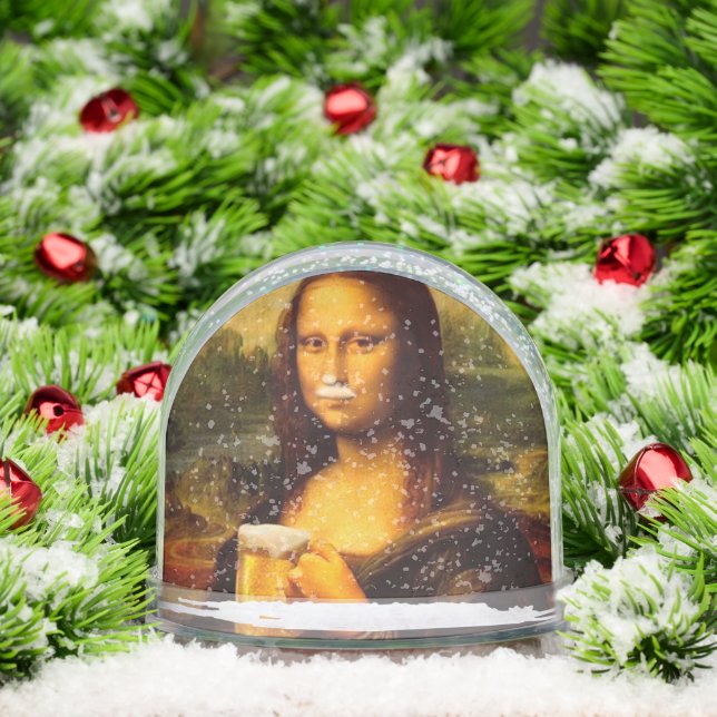 Mona Lisa drinking beer Beer lovers  Snow Globe (Christmas)