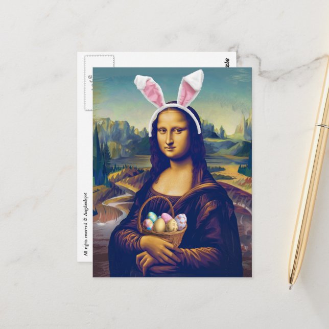 Mona Lisa Easter Postcard (Front/Back In Situ)