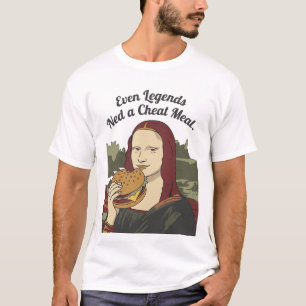Mona Lisa Eating Burger Funny Classic Art Parody  T-Shirt