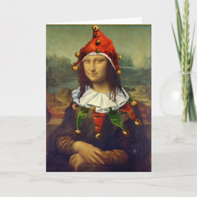 Mona Lisa Elf Christmas Card (Front)