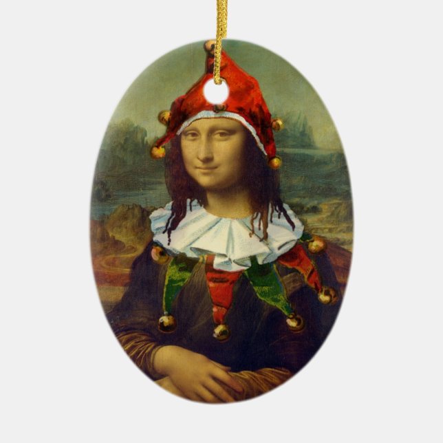 Mona Lisa Elf Christmas Ornament (Front)