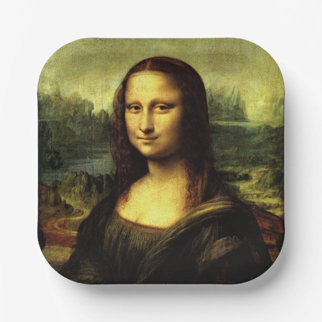 Mona Lisa, famous painting, Paper Plates (Front)