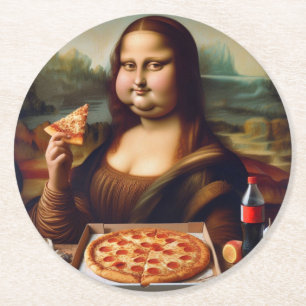Mona Lisa fat Round Paper Coaster