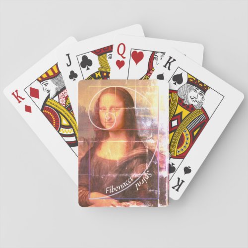Mona Lisa Fibonacci Spiral Custom text Playing Cards