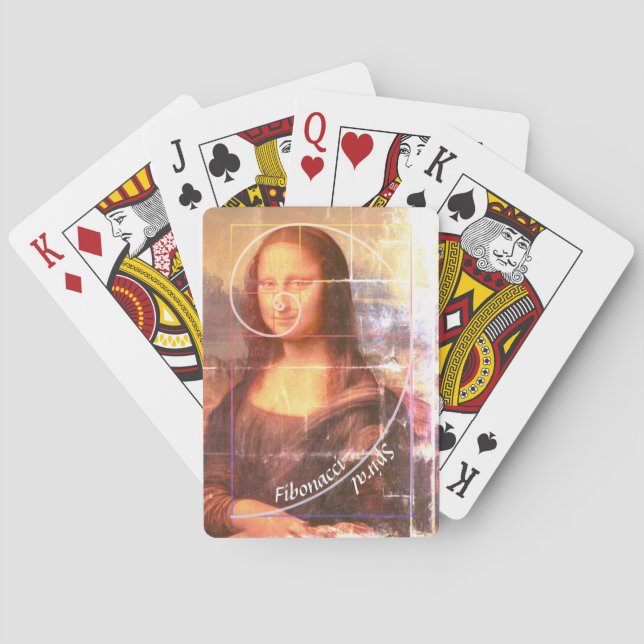 Mona Lisa Fibonacci Spiral Custom text Poker Cards (Back)