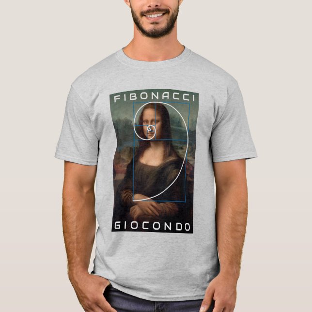 Mona Lisa Fibonacci Spiral Gold Ratio Custom Text T-Shirt (Front)