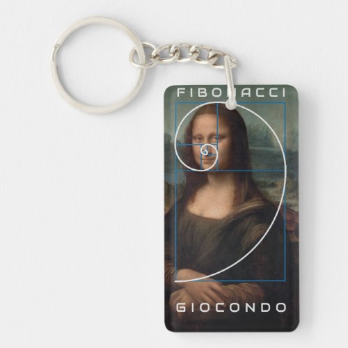 Mona Lisa Fibonacci Spiral Gold Ratio Keychain