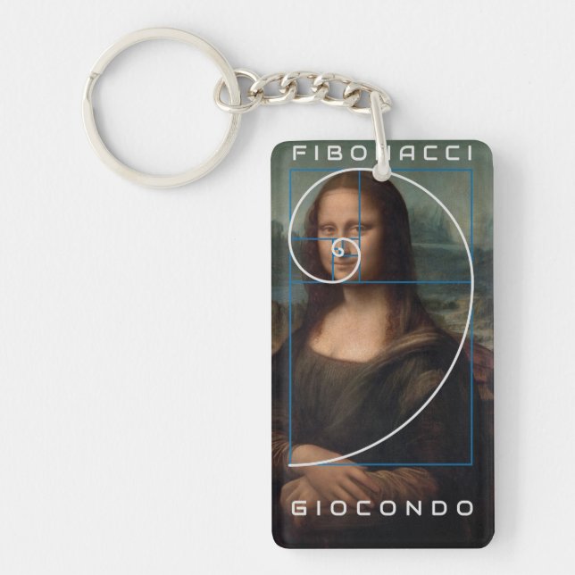 Mona Lisa Fibonacci Spiral Gold Ratio Keychain (Front)