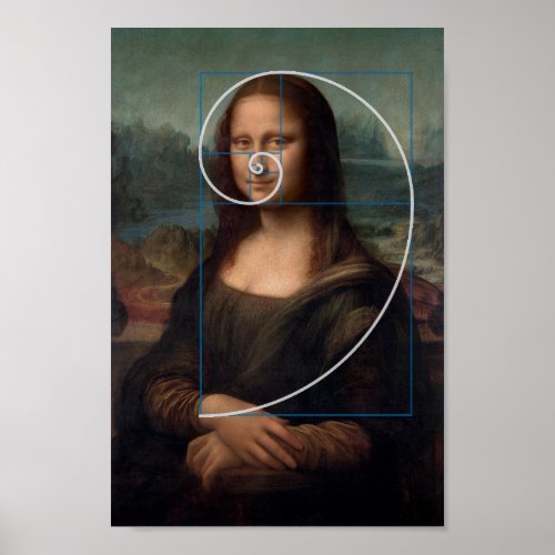 Mona Lisa Fibonacci Spiral Gold Ratio Poster