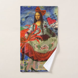 Mona Lisa Fun Zodiac Whimsical  Bath Towel Set