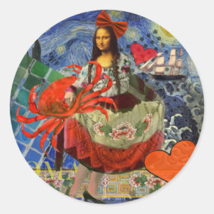 Mona Lisa Fun Zodiac Whimsical Classic Round Sticker