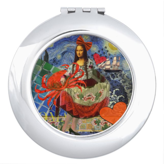 Mona Lisa Fun Zodiac Whimsical  Compact Mirror (Front)