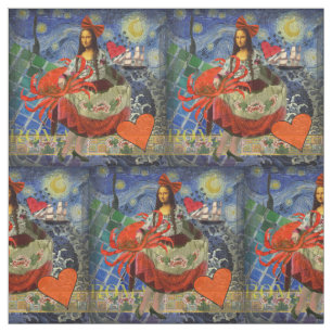 Mona Lisa Fun Zodiac Whimsical Fabric