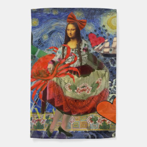 Mona Lisa Fun Zodiac Whimsical  Garden Flag