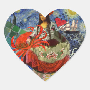 Mona Lisa Fun Zodiac Whimsical Heart Sticker