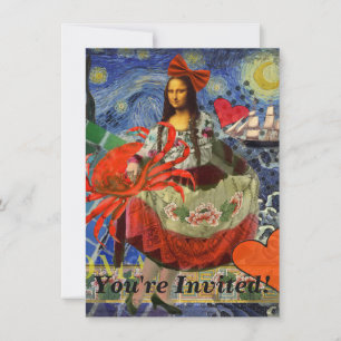 Mona Lisa Fun Zodiac Whimsical Invitation