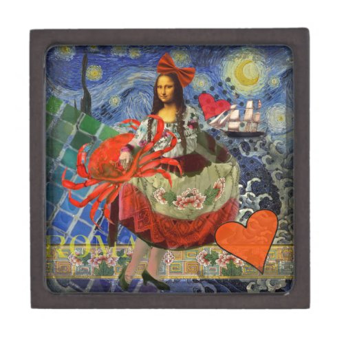 Mona Lisa Fun Zodiac Whimsical  Keepsake Box