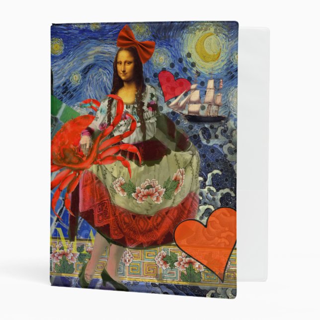 Mona Lisa Fun Zodiac Whimsical  Mini Binder (Front/Inside)