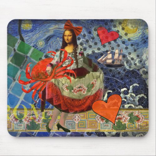 Mona Lisa Fun Zodiac Whimsical  Mouse Pad