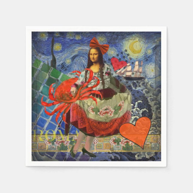 Mona Lisa Fun Zodiac Whimsical  Napkins (Front)