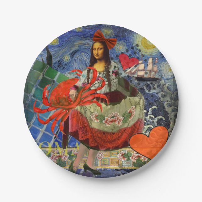 Mona Lisa Fun Zodiac Whimsical  Paper Plates (Front)