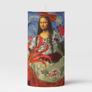 Mona Lisa Fun Zodiac Whimsical Pillar Candle