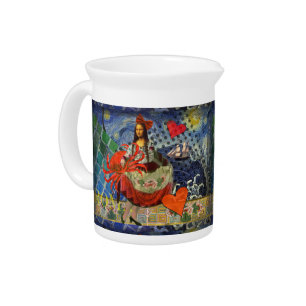 Mona Lisa Fun Zodiac Whimsical Pitcher