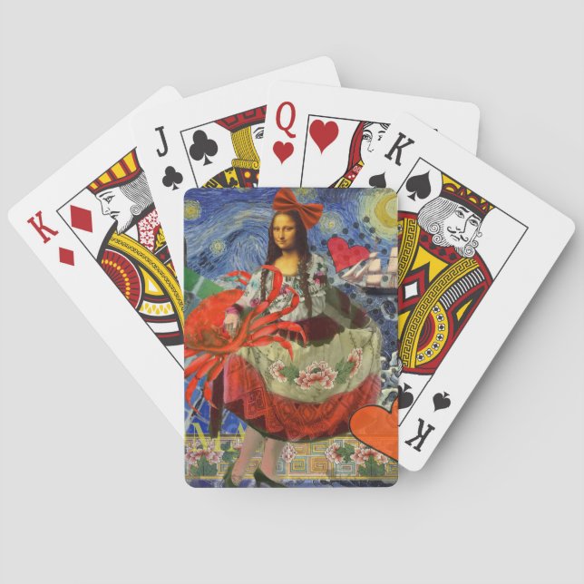 Mona Lisa Fun Zodiac Whimsical  Poker Cards (Back)