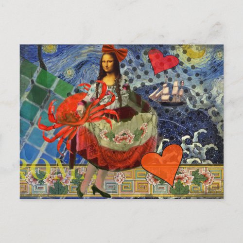 Mona Lisa Fun Zodiac Whimsical  Postcard