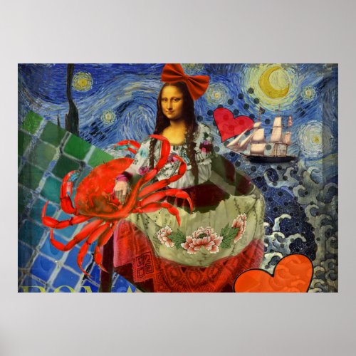 Mona Lisa Fun Zodiac Whimsical  Poster