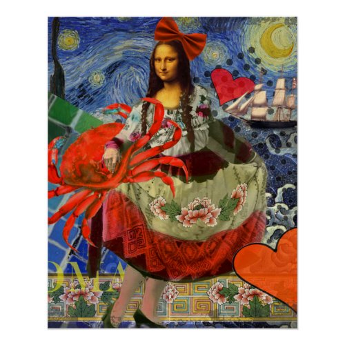 Mona Lisa Fun Zodiac Whimsical  Poster