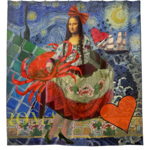 Mona Lisa Fun Zodiac Whimsical  Shower Curtain