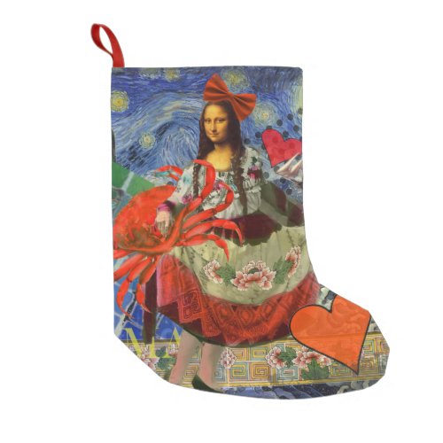 Mona Lisa Fun Zodiac Whimsical  Small Christmas Stocking