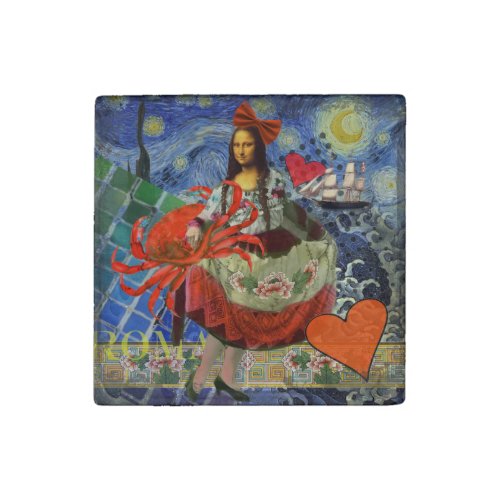 Mona Lisa Fun Zodiac Whimsical  Stone Magnet