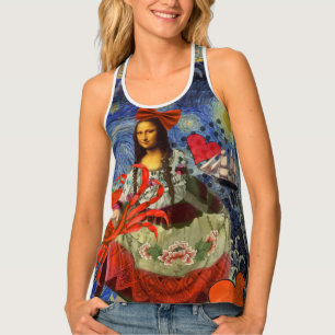 Mona Lisa Fun Zodiac Whimsical Tank Top