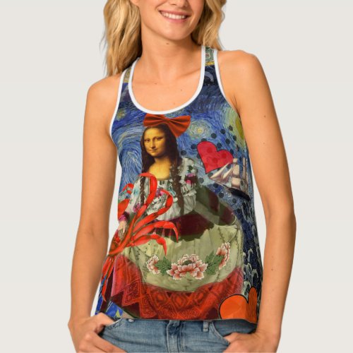 Mona Lisa Fun Zodiac Whimsical  Tank Top