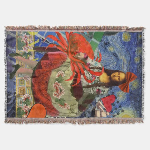 Mona Lisa Fun Zodiac Whimsical  Throw Blanket