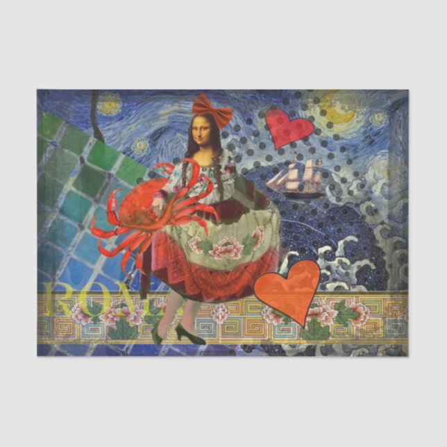 Mona Lisa Fun Zodiac Whimsical  Tissue Paper (Front)