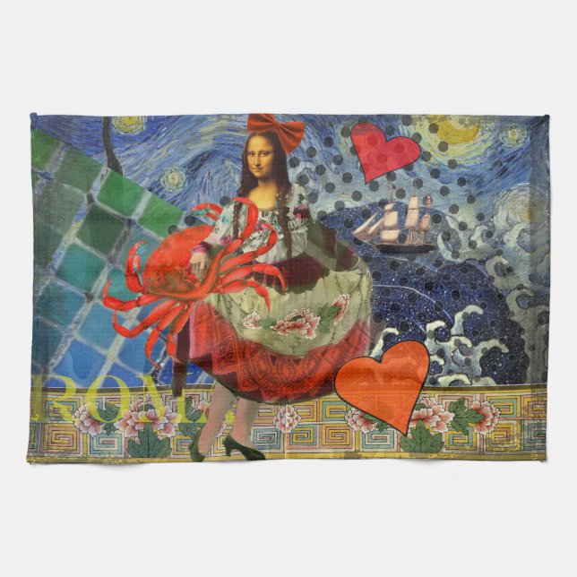 Mona Lisa Fun Zodiac Whimsical  Towel (Horizontal)