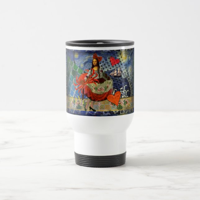 Mona Lisa Fun Zodiac Whimsical  Travel Mug (Center)