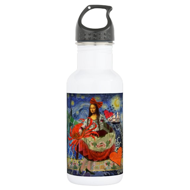 Mona Lisa Fun Zodiac Whimsical  Water Bottle (Front)
