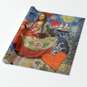 Mona Lisa Fun Zodiac Whimsical  Wrapping Paper