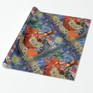 Mona Lisa Fun Zodiac Whimsical  Wrapping Paper