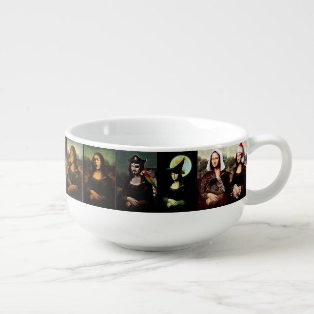 Mona Lisa Funny Face Soup Mug (Left)