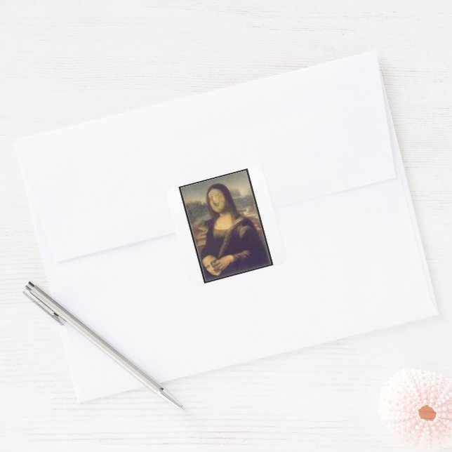 Mona Lisa Funny Face Square Sticker (Envelope)